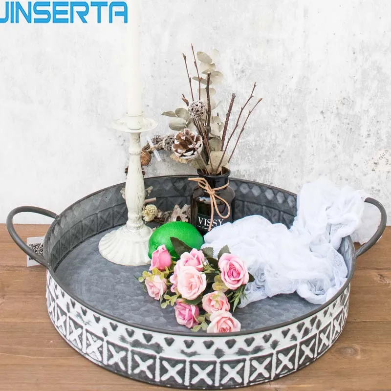 JINSERTA Metal Serving Tray Retro Handmade Dessert Cake Bread Fruit Plate with Handle Home Desktop Sundries Organizer Decor
JINSERTA Metal Serving Tray Retro Handmade Dessert Cake Bread Fruit Plate with Handle Home Desktop Sundries Organizer Decor