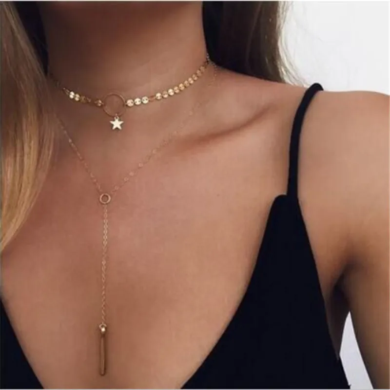 Sunmall Fashion Ornaments Sexy Simple Necklace Handmade Sequins Star Tassels Clavicle Circle Hanging Rod Neck Chain For Woman
Sunmall Fashion Ornaments Sexy Simple Necklace Handmade Sequins Star Tassels Clavicle Circle Hanging Rod Neck Chain For Woman