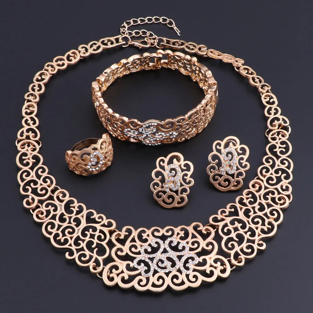 OEOEOS Fashion Wedding Accessories Women African Beads Crystal Gold Color Necklace Earrings Bracelet Ring Set Dress Collare
OEOEOS Fashion Wedding Accessories Women African Beads Crystal Gold Color Necklace Earrings Bracelet Ring Set Dress Collare