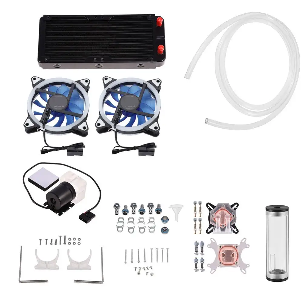 DIY 240mm Water Computer Cooler Kit CPU/GPU Block Pump Reservoir LED Fan Heat Sink Computer Water Cooling Kit
DIY 240mm Water Computer Cooler Kit CPU/GPU Block Pump Reservoir LED Fan Heat Sink Computer Water Cooling Kit