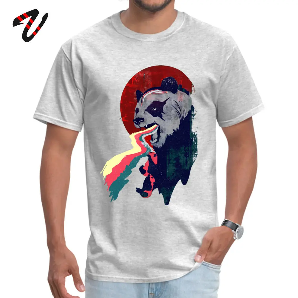 Classic Tops & Tees Plain Short Sleeve Men's T Shirt TpicOriginaltitle Fashionable Labor Day T Shirt O Neck Wholesale Angry Rainbow Panda -20358 grey