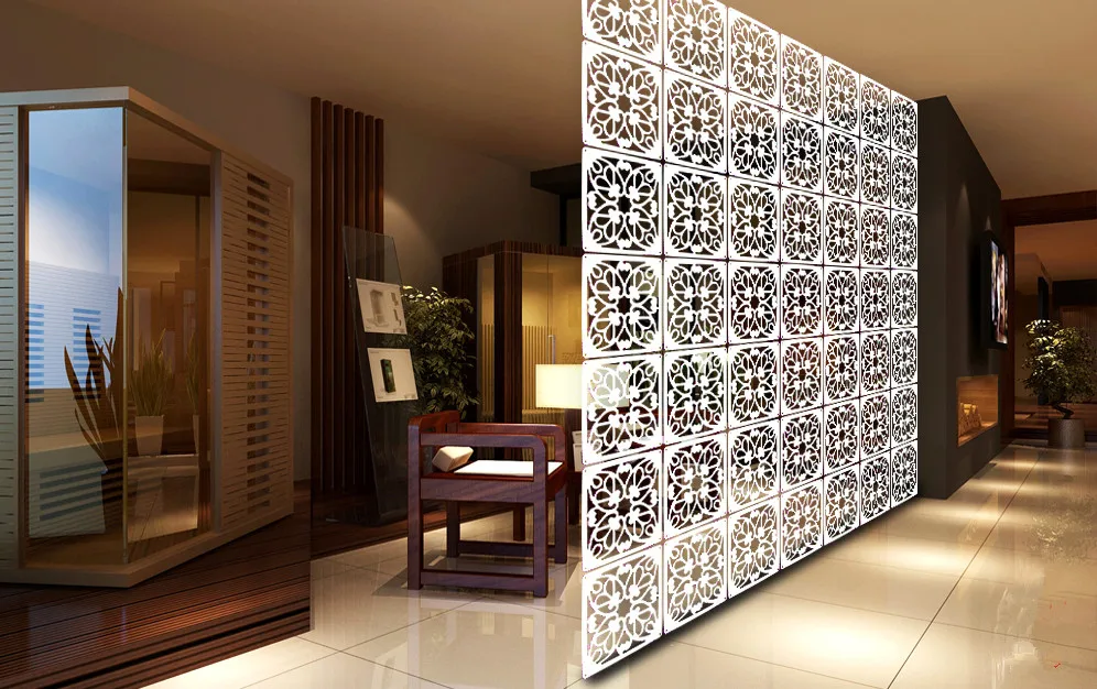 Modern Simple A living room Hanging folding screen Hollow White Dining room partition The (5)