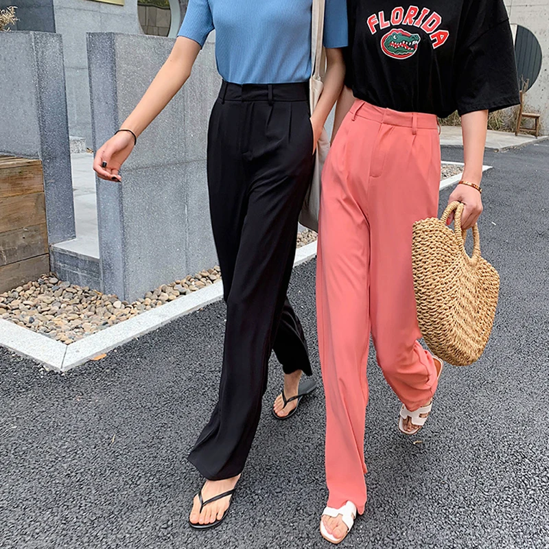 BGTEEVER Casual Loose Straight Women Suit Pants High Waist Full-length Pants Elegant Female Trousers pantalon femme 2019
BGTEEVER Casual Loose Straight Women Suit Pants High Waist Full-length Pants Elegant Female Trousers pantalon femme 2019