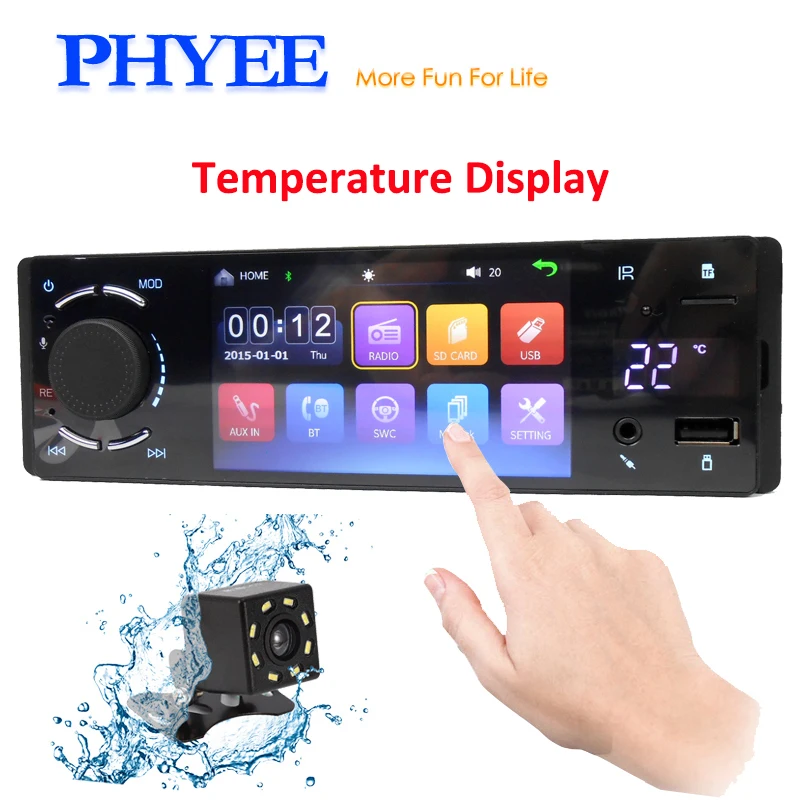 4" 1 Din Autoradio Bluetooth Car Radio Stereo Touchscreen Audio Video Player Head Unit USB SD Aux A2DP ISO Unit PHYEE VX3006BT
4" 1 Din Autoradio Bluetooth Car Radio Stereo Touchscreen Audio Video Player Head Unit USB SD Aux A2DP ISO Unit PHYEE VX3006BT