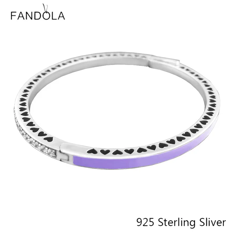 925 Sterling Silver Bangle European Style Radiant Hearts with Lavender Enamel Bangle For Women Fashion Unique Charms
925 Sterling Silver Bangle European Style Radiant Hearts with Lavender Enamel Bangle For Women Fashion Unique Charms