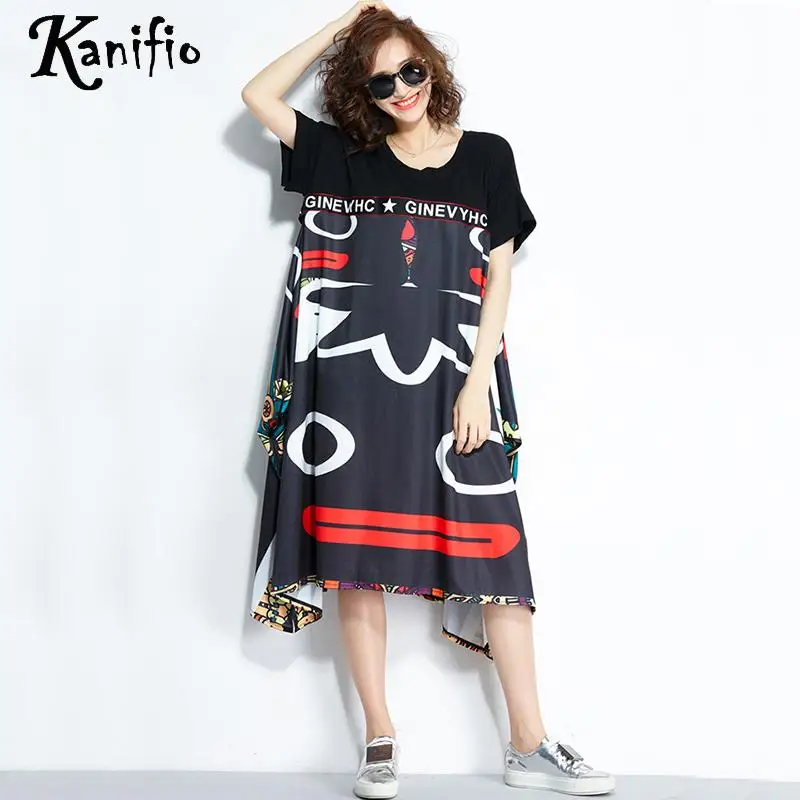 Kanifio Plus Size Irregular Dress Black Women Casual Loose Dresses Ladies Long Tops Shirts Tunics Vestidios 2018 New 5XL 4XL 3XL
Kanifio Plus Size Irregular Dress Black Women Casual Loose Dresses Ladies Long Tops Shirts Tunics Vestidios 2018 New 5XL 4XL 3XL