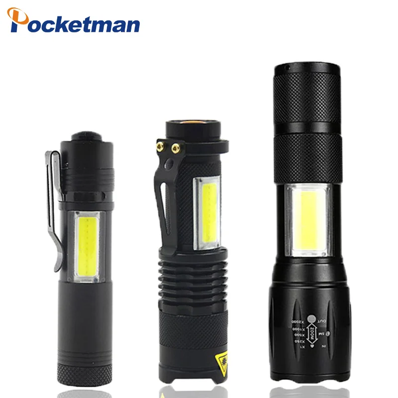 

Powerful Flashlight 3800Lumen 4-Modes T6&COB Q5&COB LED Flash Light Zoomable Outdoor Lamp Tactical Waterproof Torch light