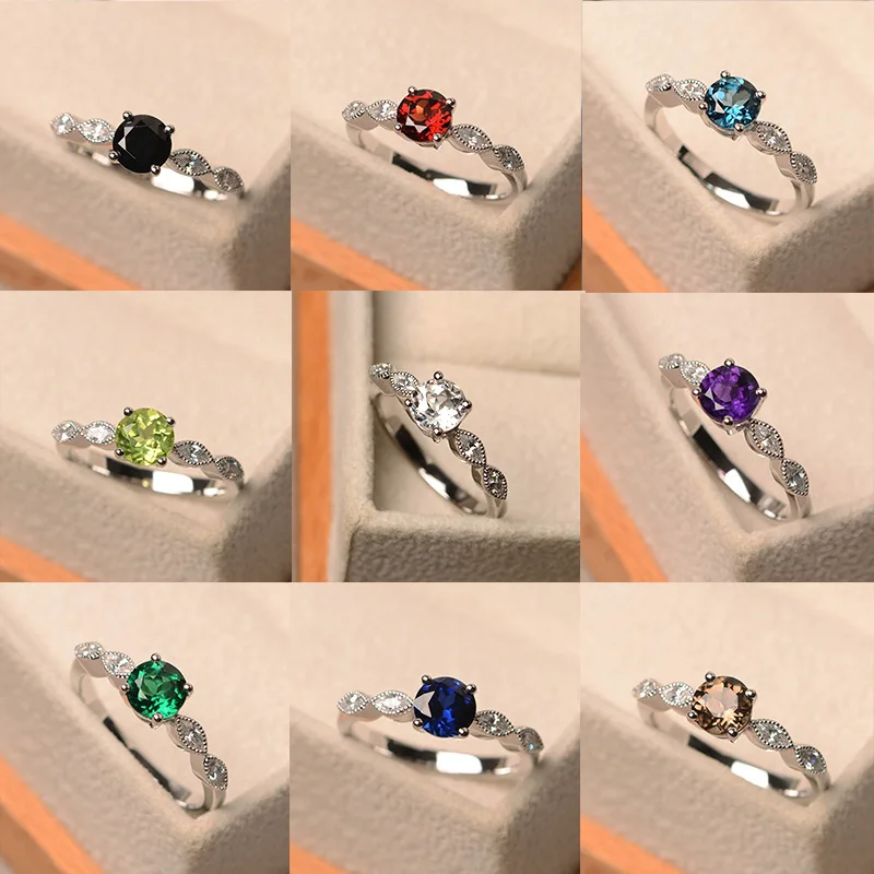 Cute Female Black Red Blue Stone Ring Small Silver Finger Ring Vintage Wedding Bands Promise Love Engagement Rings For Women
Cute Female Black Red Blue Stone Ring Small Silver Finger Ring Vintage Wedding Bands Promise Love Engagement Rings For Women