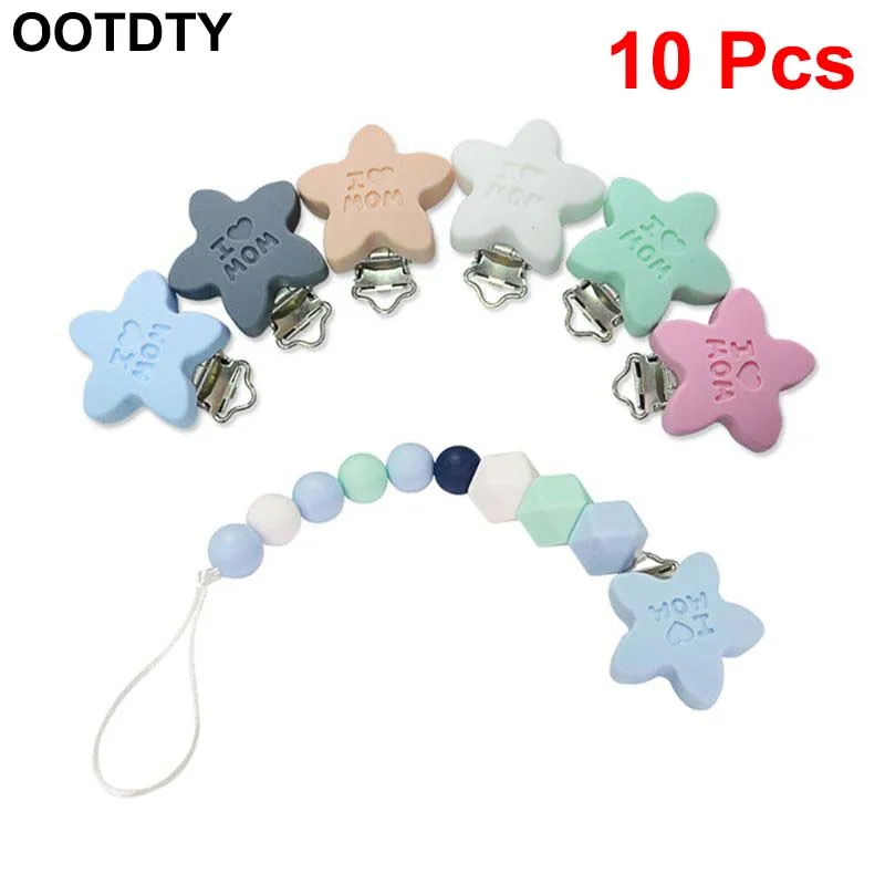 10Pcs Baby Pacifier Clip Soother Teether Star Silicone Holder Saliva Towel Support Anti Fall Cute Clips Newborn Infant Feeding
10Pcs Baby Pacifier Clip Soother Teether Star Silicone Holder Saliva Towel Support Anti Fall Cute Clips Newborn Infant Feeding