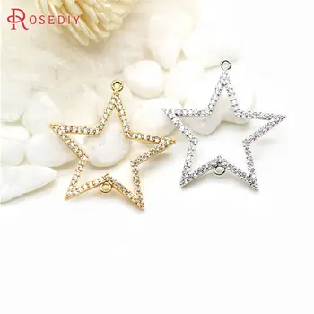 (34008)2PCS 19-20MM 24K Gold Color Plated Brass with Zircon Connect Star Charms High Quality Diy Jewelry Findings Accessories
(34008)2PCS 19-20MM 24K Gold Color Plated Brass with Zircon Connect Star Charms High Quality Diy Jewelry Findings Accessories