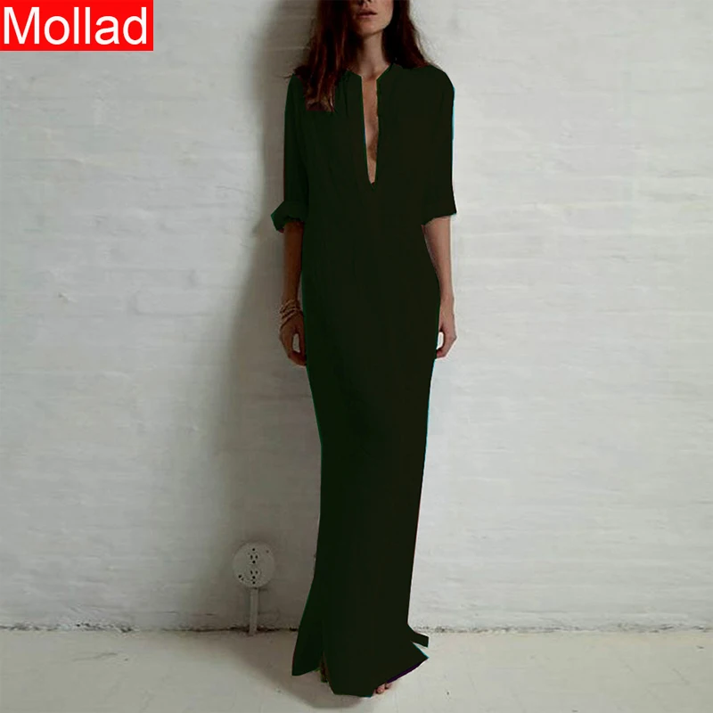 Spring European And American Sexy Solid Color Long-sleeved Split Shirt Dress Women V-Neck Summer Dresses
Spring European And American Sexy Solid Color Long-sleeved Split Shirt Dress Women V-Neck Summer Dresses