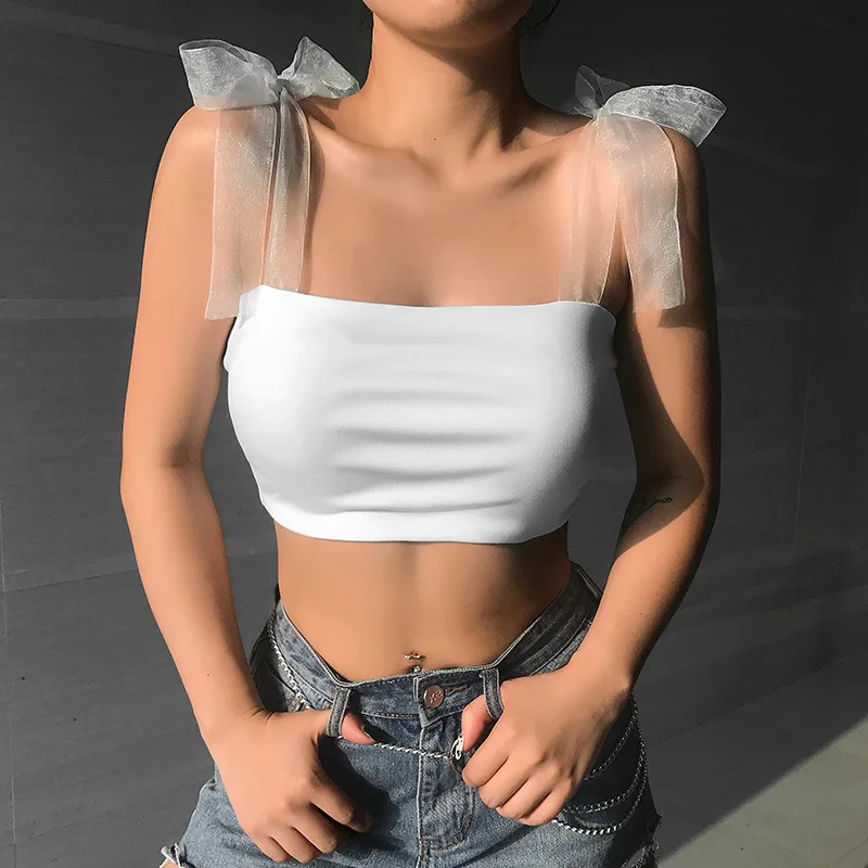 Street Women's Summer Camis T-Shirt Solid Color Sling Mesh Bow Round Neck Slim Casual Sports Top Joker Short Sleeve Crop Top
Street Women's Summer Camis T-Shirt Solid Color Sling Mesh Bow Round Neck Slim Casual Sports Top Joker Short Sleeve Crop Top