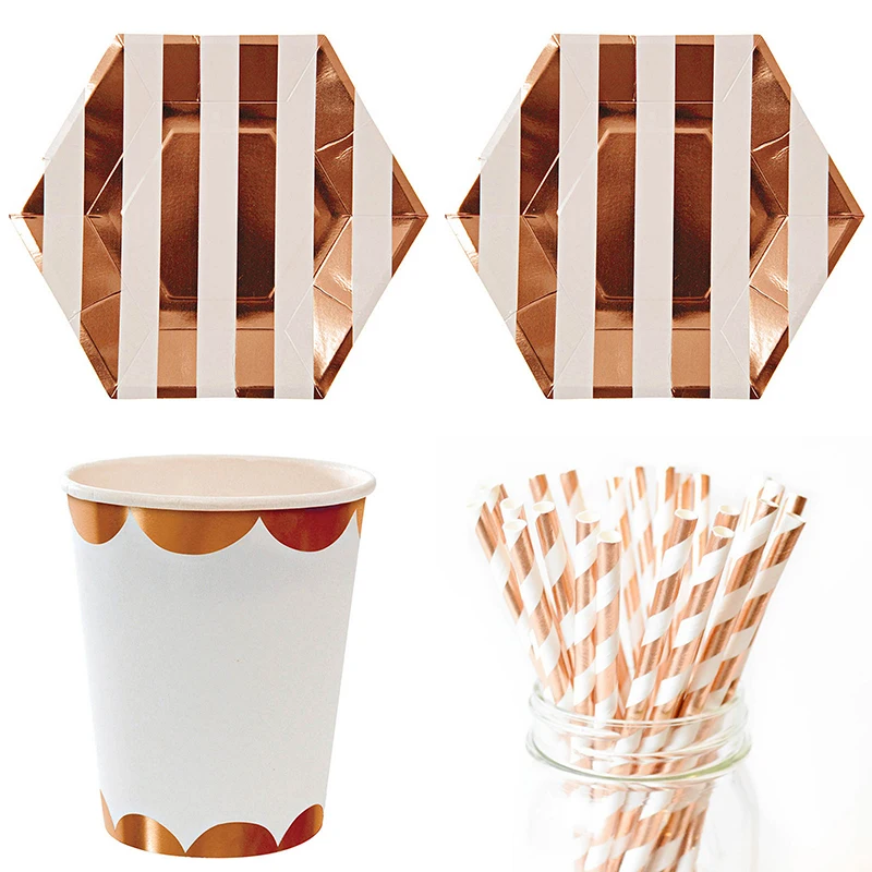 41pcs Disposable Tableware rose gold One-off Paper Plates Cup Straws Birthday Party Wedding Carnival Tableware Supplies
41pcs Disposable Tableware rose gold One-off Paper Plates Cup Straws Birthday Party Wedding Carnival Tableware Supplies