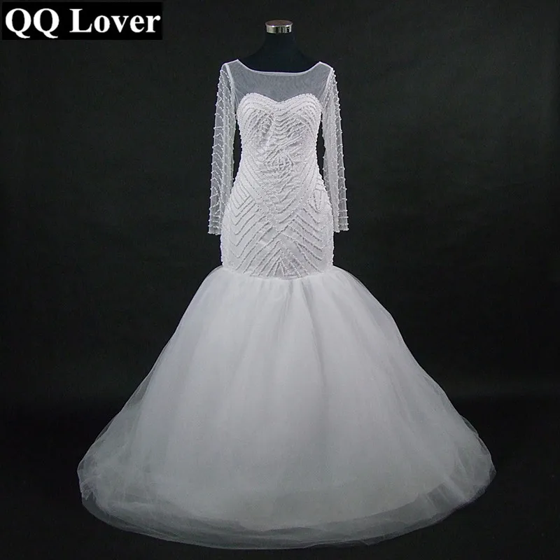 QQ Lover 2019 New Pearls Mermaid Wedding Dresses Train Long Sleeve Bridal Gown 
QQ Lover 2019 New Pearls Mermaid Wedding Dresses Train Long Sleeve Bridal Gown