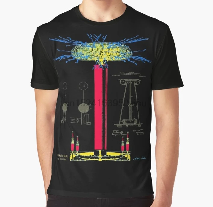 All Over Print T Shirt Men Funny tshirt Tesla Coil Graphic T-Shirt
