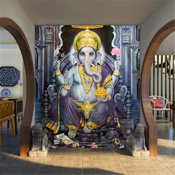 

beibehang papel de parede para quarto em 3d Southeast Asian Style yoga room mural wallpaper Indian elephant god mural wallpaper