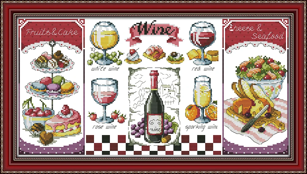 Red wine and desserts cross stitch kit aida 14ct 11ct count printed canvas stitches embroidery DIY handmade needlework
Red wine and desserts cross stitch kit aida 14ct 11ct count printed canvas stitches embroidery DIY handmade needlework