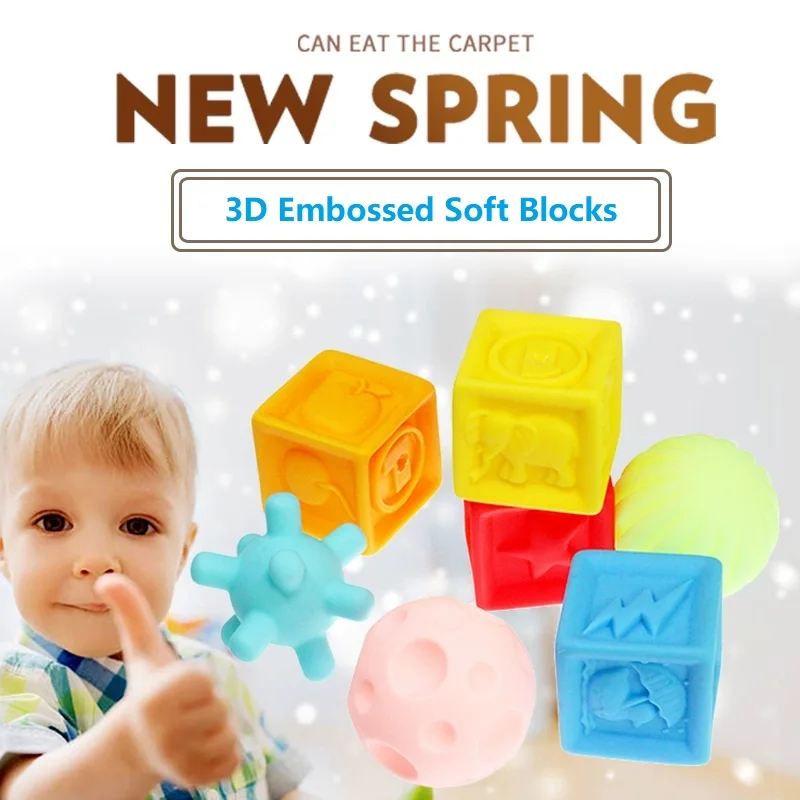 Baby Grasp Toy Building Blocks 3D Touch Hand Soft Balls Massage Rubber Teethers Squeeze Toy Bath Ball Toys Early Educational Toy
Baby Grasp Toy Building Blocks 3D Touch Hand Soft Balls Massage Rubber Teethers Squeeze Toy Bath Ball Toys Early Educational Toy