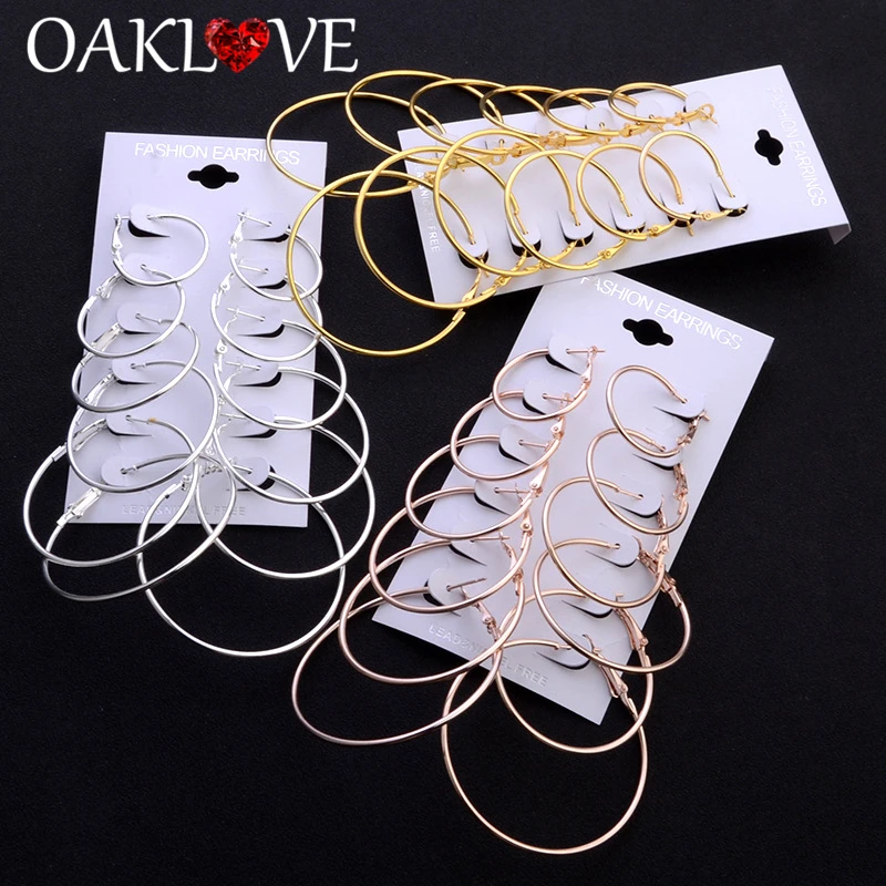 6 pairs/set Gold/Silver Color Vintage Small Big Circle Earrings for Women Steampunk Hoop Earring Sets Ear Clips Fashion Jewelry
6 pairs/set Gold/Silver Color Vintage Small Big Circle Earrings for Women Steampunk Hoop Earring Sets Ear Clips Fashion Jewelry
