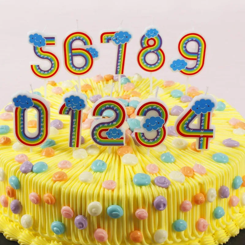 Cartoon Rainbow Number Candles Happy Birthday Candle Cake Cupcake Topper Cake Decoration Wedding Anniversary Party Supplies
Cartoon Rainbow Number Candles Happy Birthday Candle Cake Cupcake Topper Cake Decoration Wedding Anniversary Party Supplies