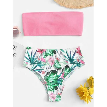 Bikini Set 2019 Women Summer Swimming Suit Leaves Printing Bottom Tube top Swimwear Two Pieces Pad Beachwear Mid Waist Swimsuit
Bikini Set 2019 Women Summer Swimming Suit Leaves Printing Bottom Tube top Swimwear Two Pieces Pad Beachwear Mid Waist Swimsuit