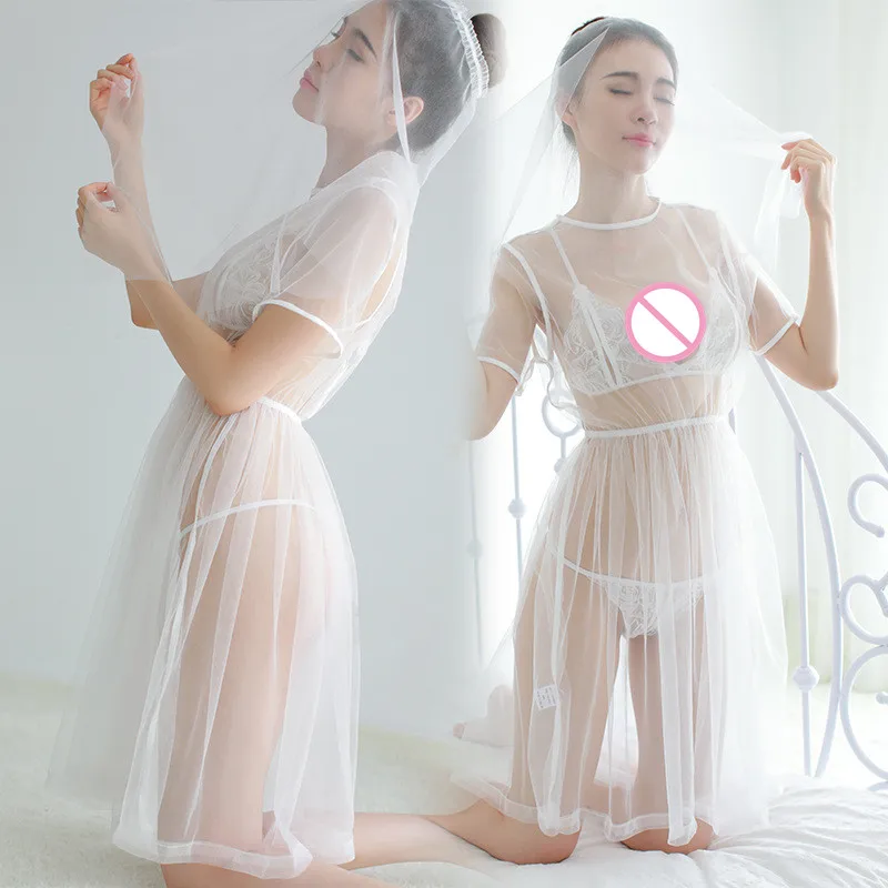2018 White Romantic Summer Women Sexy Lace Hollow Net Yarn Lingerie Erotic Temptation Transparent Sleepwear Slips Three Sets
2018 White Romantic Summer Women Sexy Lace Hollow Net Yarn Lingerie Erotic Temptation Transparent Sleepwear Slips Three Sets