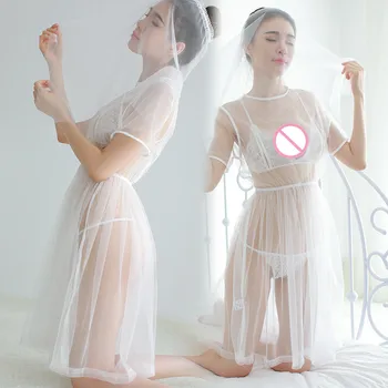 2018 White Romantic Summer Women Sexy Lace Hollow Net Yarn Lingerie Erotic Temptation Transparent Sleepwear Slips Three Sets
2018 White Romantic Summer Women Sexy Lace Hollow Net Yarn Lingerie Erotic Temptation Transparent Sleepwear Slips Three Sets