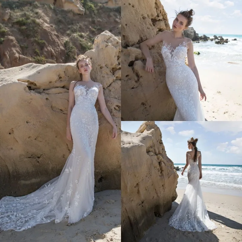 2019 Beach Mermaid Wedding Dress Tulle Lace Appliqued Sweep Train Boho Vestido De Novia Custom Made robe de soiree
2019 Beach Mermaid Wedding Dress Tulle Lace Appliqued Sweep Train Boho Vestido De Novia Custom Made robe de soiree