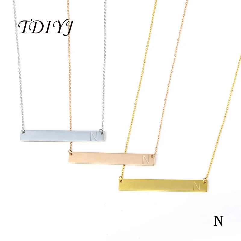 TDIYJ High Quality Stainless Steel Initial Bar Necklace Charm Engraved N Letter Rectangle Pendant Necklace as Friendship Gifts
TDIYJ High Quality Stainless Steel Initial Bar Necklace Charm Engraved N Letter Rectangle Pendant Necklace as Friendship Gifts