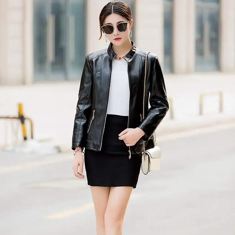 Мотоциклетная Женская куртка из искусственной кожи Chaqueta Cuero Mujer Negra женские
