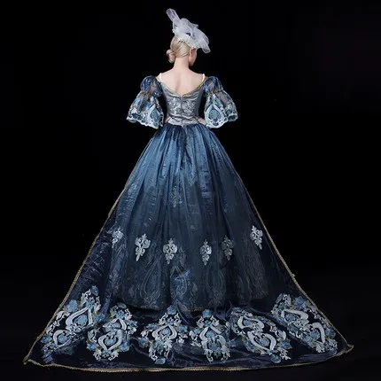 

ash blue coronation trail rococo court medieval dress renaissance Gown queen Victoria/Marie/ Belle Ball/drama/ball gown