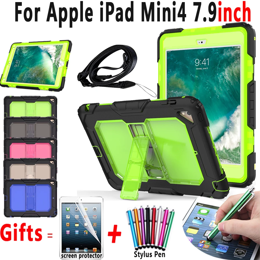 Armor Shockproof Silicone Tablet Cover Case for Apple iPad mini 4 mini4 Coque Capa Funda + Shoulder Strap + Screen Protector
Armor Shockproof Silicone Tablet Cover Case for Apple iPad mini 4 mini4 Coque Capa Funda + Shoulder Strap + Screen Protector