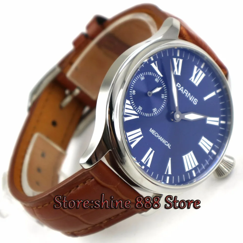 new arrive 44mm parnis Blue dial super luminous Stainless Steel Case hand winding 6497 mechanical mens watch P6
new arrive 44mm parnis Blue dial super luminous Stainless Steel Case hand winding 6497 mechanical mens watch P6