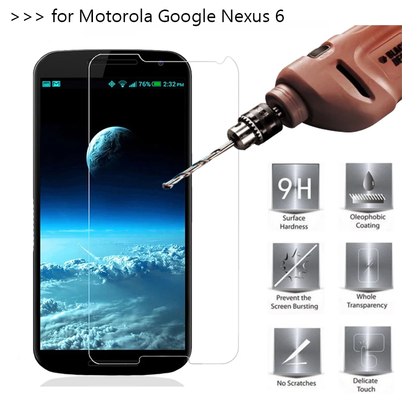 

2Pcs 0.3mm 9H Premium Tempered Glass For Motorola Google Nexus 6 XT1103 XT1100 Screen Protector Toughened protective film