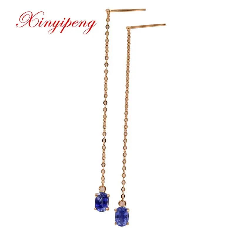Xin yi peng fine jewelry real 18k rose gold 100% natural oval sapphire female drop earrings for women fine earrings AU750
Xin yi peng fine jewelry real 18k rose gold 100% natural oval sapphire female drop earrings for women fine earrings AU750