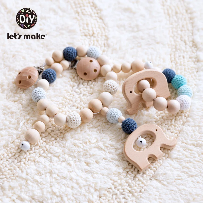 Let's make Baby Wooden Rattle 3-6 Months Elephant Bird Animal DIY Pacifier Clips Silicone Beats Beeth Crochet Wood Teether Toy
Let's make Baby Wooden Rattle 3-6 Months Elephant Bird Animal DIY Pacifier Clips Silicone Beats Beeth Crochet Wood Teether Toy