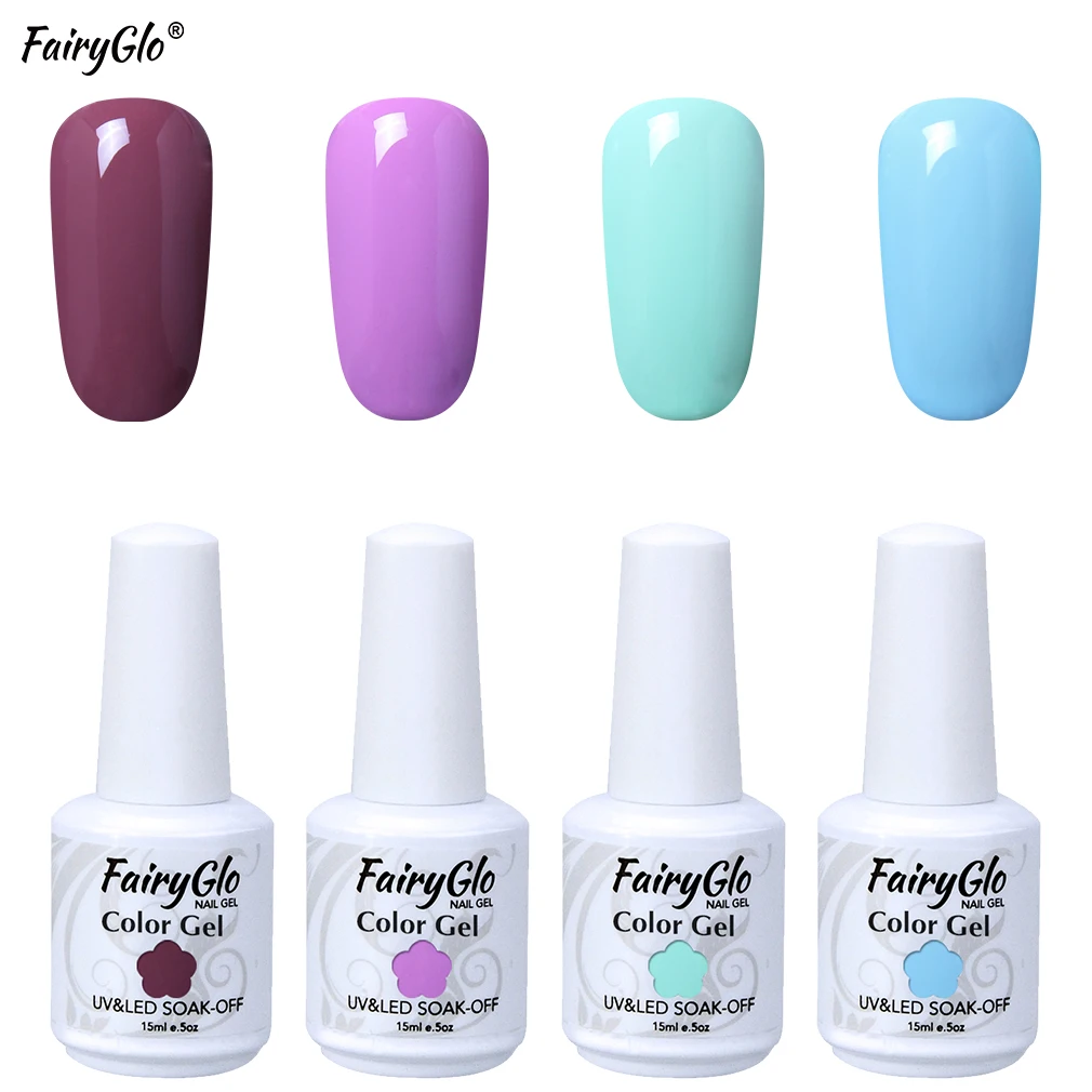 FairyGlo 4 шт./лот 15 мл Гель-лак для ногтей отмачиваемый УФ светодиодный