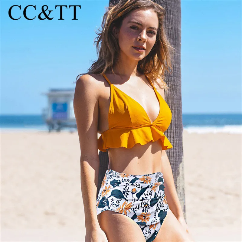 CC&TT Women Two Pieces Swimsuit High Waisted Ruffle Bikini Set V Neck Printed Swimwear Bathing Suit
CC&TT Women Two Pieces Swimsuit High Waisted Ruffle Bikini Set V Neck Printed Swimwear Bathing Suit