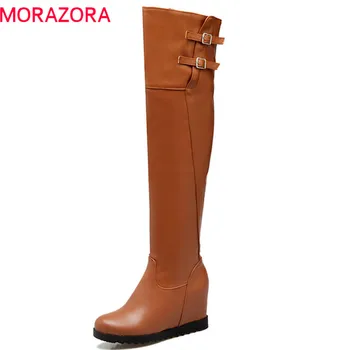 MORAZORA 2020 new arrival round toe short plush autumn winter women boots zipper with buckle over the knee boots wedges shoes 
MORAZORA 2020 new arrival round toe short plush autumn winter women boots zipper with buckle over the knee boots wedges shoes