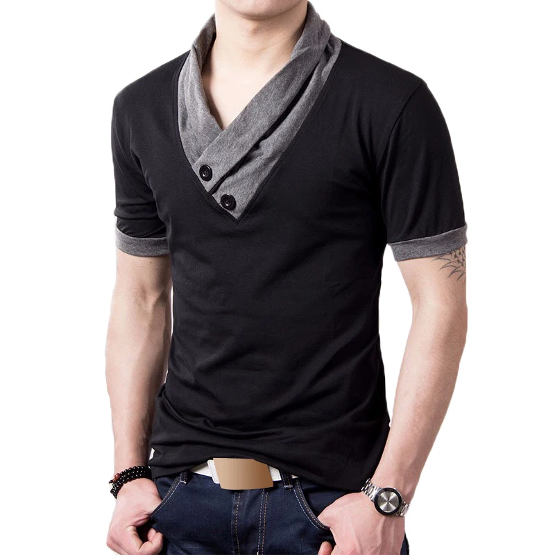 T-Shirt Men Casual Fashion Slim fit Tshirt Mens V Neck Button Decorating Short Sleeve Tees Tops Plus Size 5XL Cotton T Shirts
T-Shirt Men Casual Fashion Slim fit Tshirt Mens V Neck Button Decorating Short Sleeve Tees Tops Plus Size 5XL Cotton T Shirts
