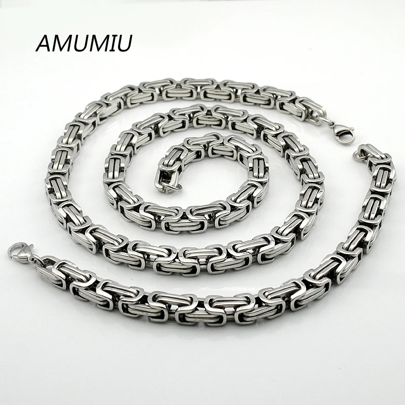 AMUMIU Lose Money Promotions! Jewelry Sets 316L Stainless Steel Silver Color Byzantine Necklace Bracelet set chain HZTZ084
AMUMIU Lose Money Promotions! Jewelry Sets 316L Stainless Steel Silver Color Byzantine Necklace Bracelet set chain HZTZ084