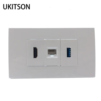 120mm HDMI Wall Plate With HDMI2.0 CAT5E RJ45 Net LAN Plug USB3.0 Socket Female To Female Faceplate
120mm HDMI Wall Plate With HDMI2.0 CAT5E RJ45 Net LAN Plug USB3.0 Socket Female To Female Faceplate