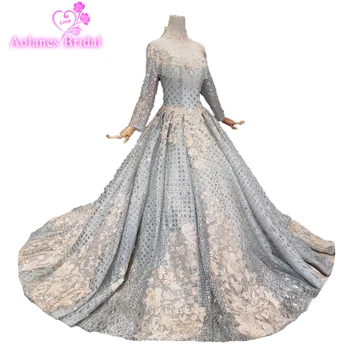 Gray Crystals High Neck Long Sleeves Muslim Dresses Evening Dresses 2019 Lace Applique Tassel Flowers Long Glitters Prom Dress
Gray Crystals High Neck Long Sleeves Muslim Dresses Evening Dresses 2019 Lace Applique Tassel Flowers Long Glitters Prom Dress