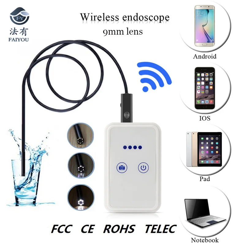Upgrated WIFI 9mm Diameter USB Endoscope Camera Lens Waterproof With 6 LED Bright Lights Suupport Android or IOS Phone PC
Upgrated WIFI 9mm Diameter USB Endoscope Camera Lens Waterproof With 6 LED Bright Lights Suupport Android or IOS Phone PC
