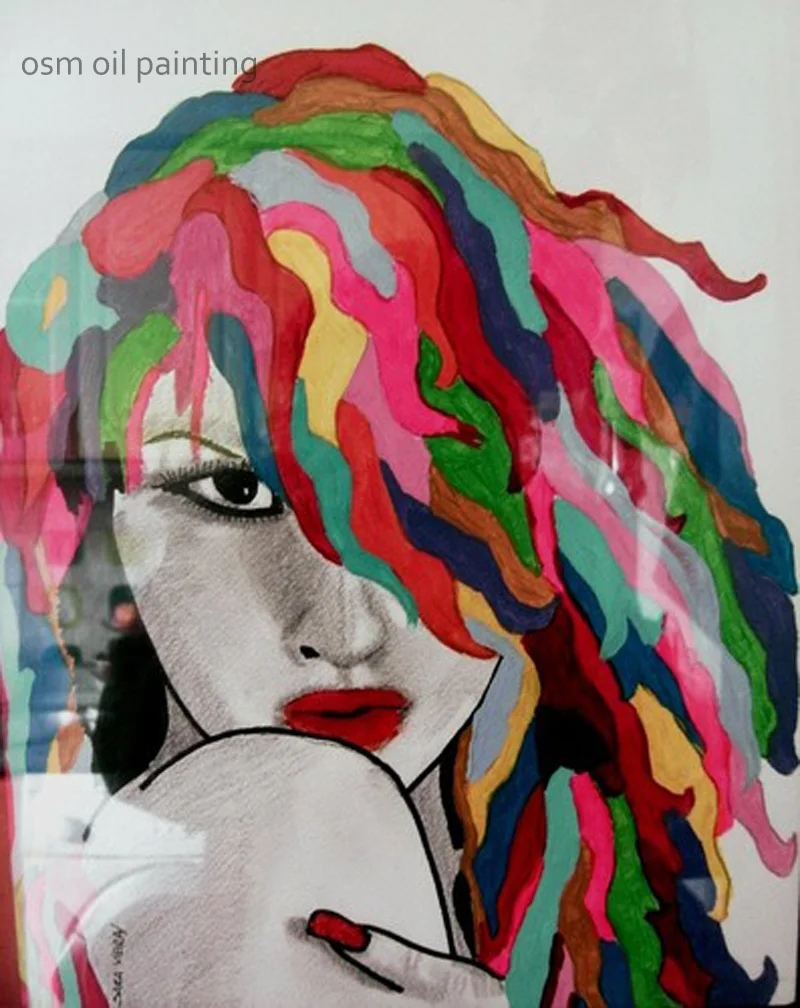 Top Skill Handpainting Sexy Lady Head Portrait Fine Wall Artwork Handmade Abstract Cool Girl with Colorful Hair Canvas Paintings
Top Skill Handpainting Sexy Lady Head Portrait Fine Wall Artwork Handmade Abstract Cool Girl with Colorful Hair Canvas Paintings