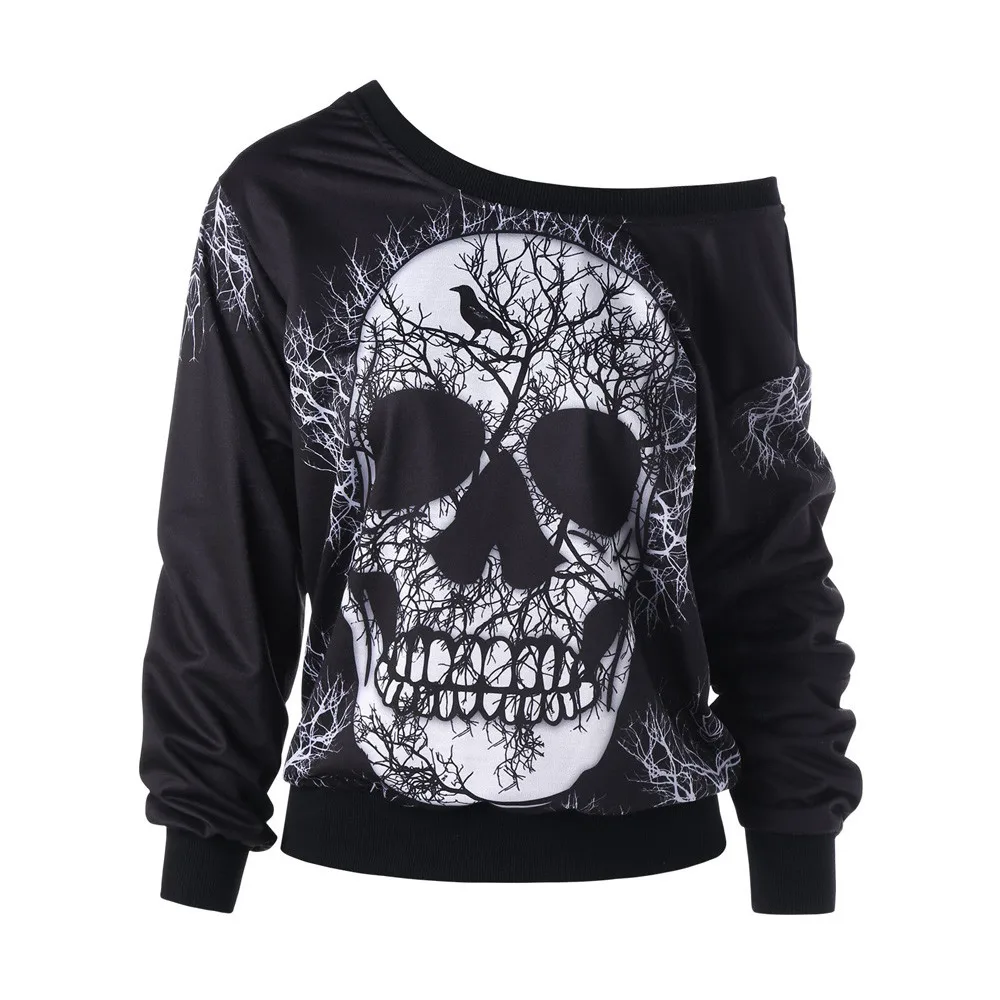 Women's Fashion Autumn Winter Gothic Long Sleeve Skew Neck Skull Print Halloween Sweatshirt Top Shirt camisetas verano mujer 50
Women's Fashion Autumn Winter Gothic Long Sleeve Skew Neck Skull Print Halloween Sweatshirt Top Shirt camisetas verano mujer 50
