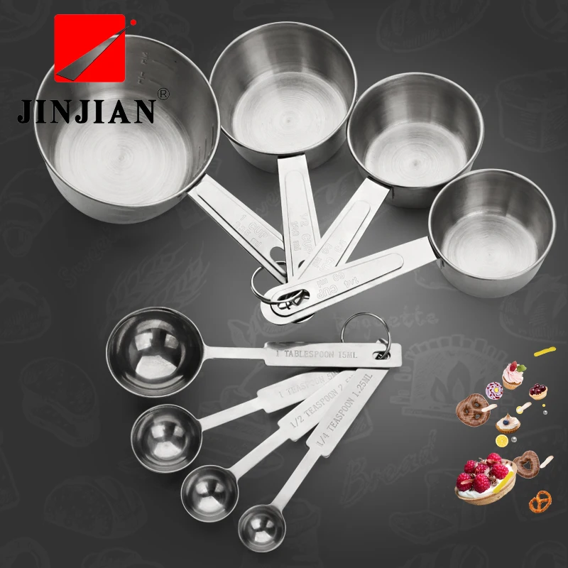 JINJIAN 4 Pcs/Set Stain Steel Measuring Cups And Measuring Spoon Scoop For Baking Graduated Metal Handle Kitchen Measuring Tool
JINJIAN 4 Pcs/Set Stain Steel Measuring Cups And Measuring Spoon Scoop For Baking Graduated Metal Handle Kitchen Measuring Tool