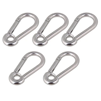 304 Stainless Steel Silver M8 x 80mm Carabiner Spring Camping Climbing Secure Lock Snap Hook Eyelet Link Pack of 5
304 Stainless Steel Silver M8 x 80mm Carabiner Spring Camping Climbing Secure Lock Snap Hook Eyelet Link Pack of 5