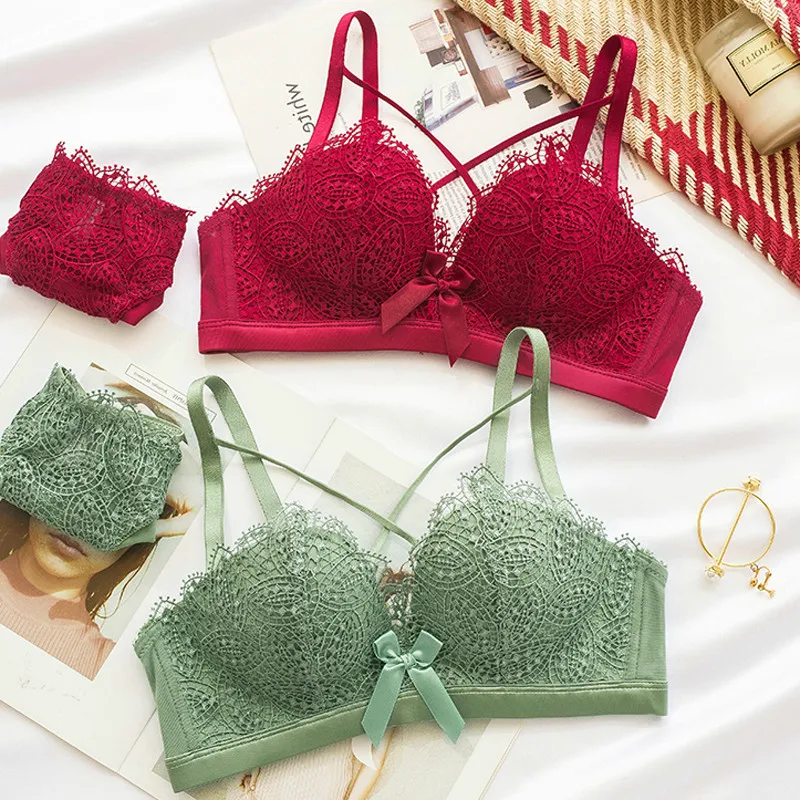 Roseheart Fashion Green Red Sexy Lingerie Sets Wireless Trim Bras Cross Straps Cotton Panties Bra Set Women Underwear Cup A B
Roseheart Fashion Green Red Sexy Lingerie Sets Wireless Trim Bras Cross Straps Cotton Panties Bra Set Women Underwear Cup A B
