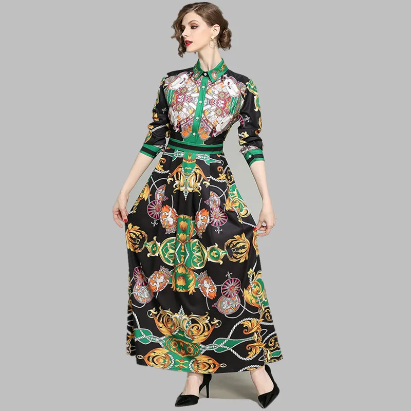 HAMALIEL Runway Desinger Location Long Women Dress Spring Print Floral Turn Down Collar Party Dress Fashion Long Sleeve Vestidos
HAMALIEL Runway Desinger Location Long Women Dress Spring Print Floral Turn Down Collar Party Dress Fashion Long Sleeve Vestidos